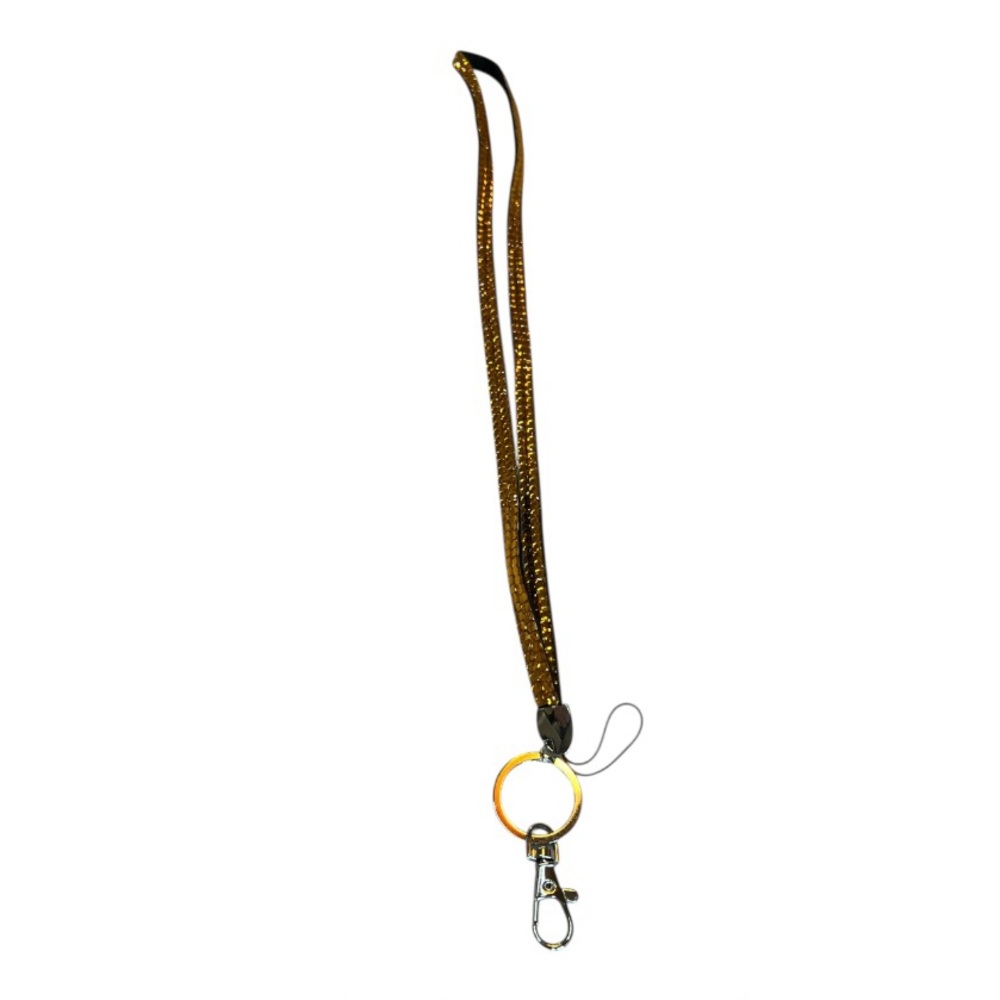 Golden Orange Rhinestone Lanyard with Keychain